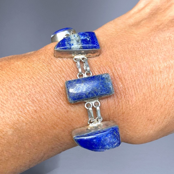 🌺ON SALE! Sterling & Lapis Bracelet - Picture 1 of 12